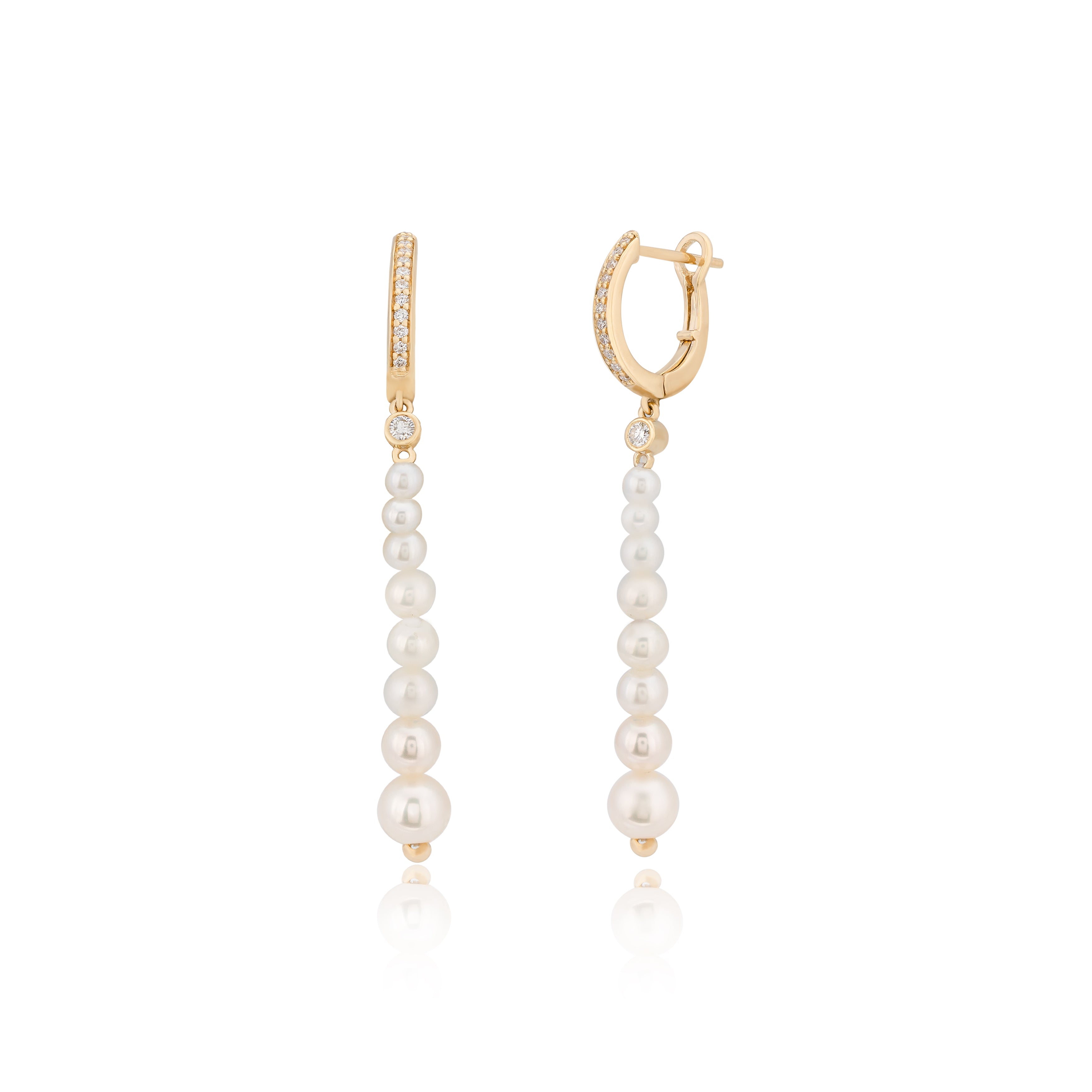 CASCADING PEARL HOOP EARRINGS