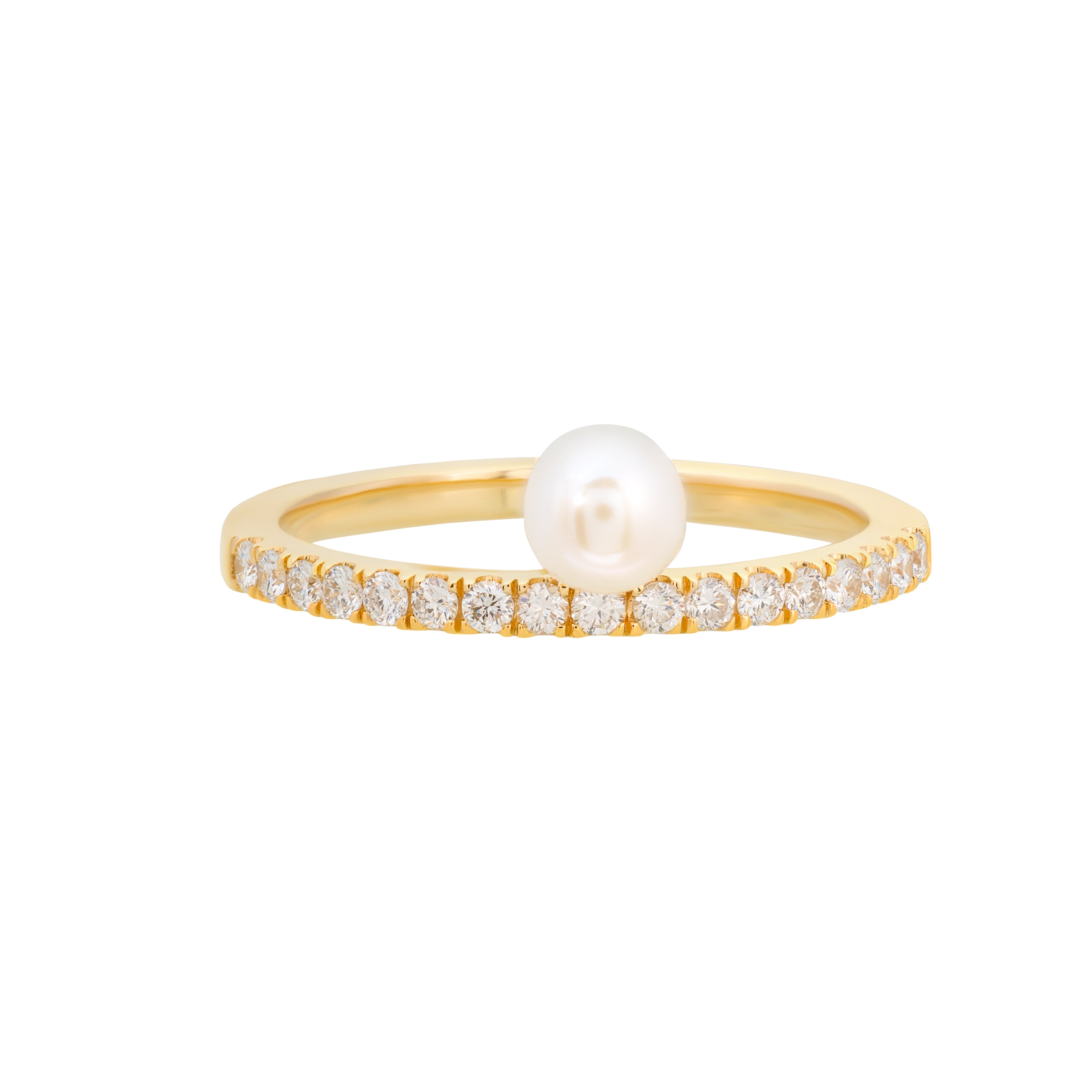 DIAMOND BAR PEARL RING
