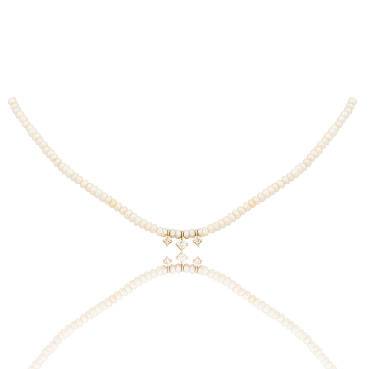 PETITE PEARLS AND DAIMOND CHOCKER